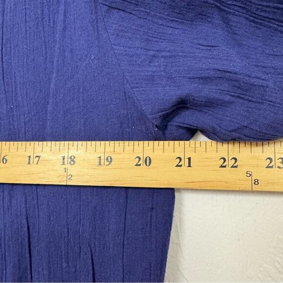 The Vermont Country Store Navy Blue Crepe Cotton White Fish Print Dress Womens M - Picture 9 of 12